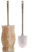 Upstate Home Designs Vintage Ivory Decorative Toilet Bowl Brush in Bronze Polyresin Hideaway Holder