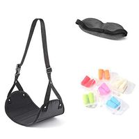 Traveler Foot Rest Included Eye Mask and Earplugs, Portable and Adjustable Foot Hammock in Flying,Made by Premium Memory Foam - Travel Accessory for Office Home Train Bus