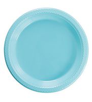 Exquisite 9 Inch. Light Blue plastic plates - Solid Color Disposable Plates - 100 Count