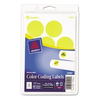 Avery 5499 Removable Print or Write Color Coding Labels, 1.25" Round - Neon Yellow (Pack of 400)