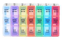 3 Times a Day Color Coded Weekly Medication Planner with Tray - Each Day is Different Color in The Easy to Use Pill Organizer - Morning, Noon, and Evening (3 Times a Day)