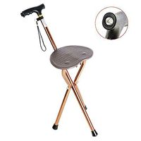 Nurth Walking Cane Folding seat Stool Foldable Chair Lightweight Walking Stick with LED Light and Massage seat for Elderly Outdoor Travel Fishing Rest Stool Portable Replacement Golf Seat Brown