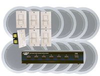 Pyle KTHSP125 6 Room In-Ceiling Home Speaker System w/6 Volume Controls Knob & Selector