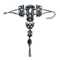 Meolin Rhinestones Gem Flower Pendant Anklet Chain Ankle Barefoot Sandals Foot Jewelry,black,.