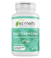 EZ Melts Zinc Carnosine, 37 mg, Sublingual Vitamins, Vegan, Zero Sugar, Natural Lemon Flavor, 60 Fast Dissolve Tablets