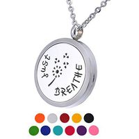 HOUSWEETY Aromatherapy Essential Oil Diffuser Necklace-Stainless Steel Locket Pendant,11 Refill Pads(Engraving)