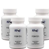 DrinkHRW Omega Fatty Acids Fish Oil, 4 Bottles, 120 Softgels Total 1000mg, Cardiovascular and Longevity Support Supplement