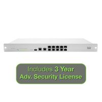 Meraki MX100 Security Appliance Advanced Security Bundle, 500Mbps FW, 8xGbE, 2xGbE SFP - Includes 3 Years Adv. Security License
