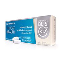 BLIS ThroatHealth Oral Probiotics, Most Potent BLIS K12 Probiotic Formula Available, 2.5 Billion CFU, Throat Immunity Support and Oral Health for Adults and Kids, Sugar-Free Lozenges, 30 Day Supply