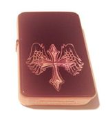 Vector KGM Thunderbird Custom Lighter - Angel Wings Jesus Christ Christian Cross Logo Purple Sparkle ICE High Polish Chrome Rare!