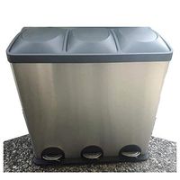 XL Triple Trash Recycle Bin Stainless Steel Can with Lid Heavy Duty Metal Tall Kitchen Industrial Commercial & eBook