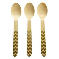 Perfect Stix Chevron Spoon 158 36-Gold Printed Wooden Spoons with Gold Chevron Pattern, 6" (Pack of 36)