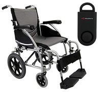 Karman S-Ergo 115 Ergonomic Transport Wheelchair | S-Style Seat Size 16" X 17" | Standard Swing Away Legrest | Frame Color - Pearl Silver & Free 130 dB Black Safety Alarm!