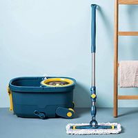 FSGHJJKN Mop and Bucket Set Strongest Heaviest Duty Mop - Best Floor Mop Easy to Use - for Professional Home Floor Cleaning System - 360 Spin Non Scratch Microfiber Wet Jet Mop with Integrated Wringer