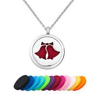 CoolJewelry Essential Oil Diffuser Necklace Aromatherapy Bells with Bows Locket Magnetic Pendant Stainless Steel Perfume Necklace Jewelry