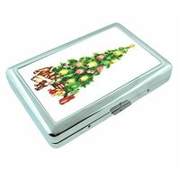 Perfection In Style Metal Silver Cigarette Case Vintage Christmas Design 017