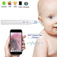 Otoscope - Endoscope Camera Earwax Removal Kit WIFI 0.15in Visual HD Earscope Camera - Wireless Light Ear Scope Look Ear canal Eardum Scope - Record Picture Video Ear Cleaning Tool Support Android IOS