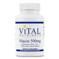 Vital Nutrients - Niacin 500 mg Extended Release - Cholesterol, HDL, LDL, Triglyceride, LP(A) Support - 90 Extended Release Tablets per Bottle