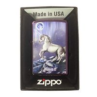 Zippo Custom Lighter - Abyss Purple Mystical Unicorn On Mountain