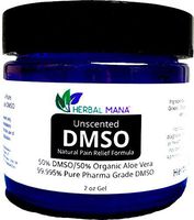 DMSO 2 oz Gel 50/50 Aloe Vera - Unscented - Pharma Grade 99.995% Pure in Glass Bottle