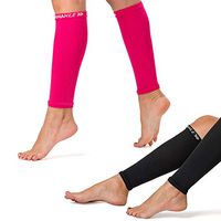 Calf Compression Sleeve for Womens Two Pack Bundle | Shin Splint Leg Compression | Footless Compression Socks 15-20mm Hg (S-M, Fucshia - Black)
