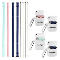 Collapsible Reusable Silicone Straws, LuenHego Portable Foldable Drinking Straw with Travel Case & Cleaning Brush-4Pack