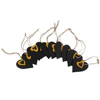 WINOMO 10pcs Mini Heart Shape Hanging Wooden Blackboard Gift Price Tags (Yellow)