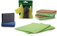 MartiniSPA Italian Made Home & Kitchen Sponge Cleaning Kit - 2 x Eco-Friendly Scrub Sponges, 2 x Antimicrobial Utility Sponges, 3 x Eco-Friendly Sponge Cloths & 1 x Steel Wool Sponge (4 Pack/8 UNITS)