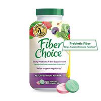 Fiber Choice Daily Prebiotic Fiber Chewable Tablets, Helps Support Regularity*, Prebiotic Fiber Helps Support Immune Function*, 90 Count Sugar-Free Assorted Fruit