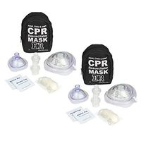 Ever Ready First Aid Adult and Infant CPR Mask Combo Kit with 2 Valves with Pair of Nitrile Gloves & 2 Alcohol Prep Pads - Tactical Black - 2 Pack