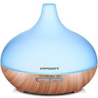 Aromatherapy Essential Oil Diffuser, URPOWER 300ml Wood Grain Ultrasonic Cool Mist Whisper-Quiet Humidifier with Color Led Lights Changing & 4 Timer Settings, Waterless Auto Shut-Off for Spa Baby