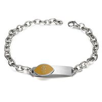 LF Mens 316L Stainless Steel Customised Personalized Caduceus Medical Alert ID Tag Link Bracelet ICE Sos Emergency Allergy Awareness Silver,Free Engraving Customized