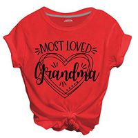 Coupondeal Fashion Women Casual Short Sleeve Letter Printed O-Neck Tops Tee T-Shirt Blouse(Red,XXXXL)