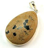 Sterling Silver Brown and Cream Gemstone Pendant Jewellery PEND501