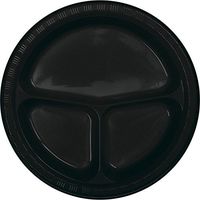 Creative Converting Touch of Color 20 Count 10.25" Plastic Banquet Plate, Divided, Black Velvet