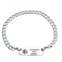 Pre-Engraved Curb Link"Allergies Give EPIPEN" Medical ID Bracelets for Women. Allergy Bracelets