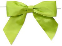 Pack Of 12, 5" Solid Lime Green Pre-Tied Satin Gift Bows W/6" Twist Ties 1-1/2" Ribbon