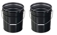 Vestil PAIL-STL-RI Steel Open Head Pail with Handle, 5 gallon Capacity, Black (Pack of 2)