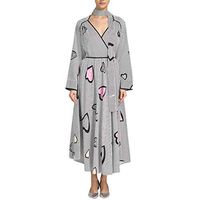 Jentouzz Women Muslim Style Cross Neck Print Long Dress Beach Maxi Dress(XL,Gray)