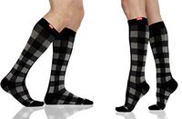 VIM & VIGR 20-30 mmHg Medical Grade Compression Socks for Women & Men (Heathered Grey Montana Plaid Cotton, L/XL Wide Calf)