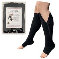 Presadee Premium 20-30 mmHg Firm Compression Swelling Pain Zipper Open Toe Sock (Black, 2X-Large)