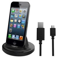 RND Apple Certified Lightning to USB dock for the iPhone (6 / 6 Plus / 6S/ 6S Plus/ 5 / 5S / 5C) or iPod Touch Data Sync and Charge 8-Pin Dock. Compatible with some phone cases. (Black)