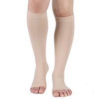 Compression Socks, Open Toe 20-30 mmHg Graduated Compression Stockings for Men Women, Knee High Compression Sleeves for DVT, Maternity, Pregnancy, Varicose Veins, Relief Shin Splints, Edema, Beige XL