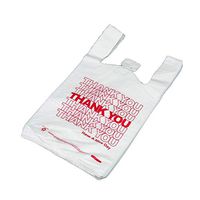 White 12x7x23 16 Microns T Shirt Thank You Plastic Shopping Bags 1/6 Size Red Print Case:500