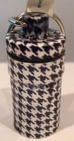 STAINLESS STEEL PILL FOB KEY RING - HOUNDSTOOTH