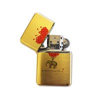 Elephant Red Ballons - Gold Lighter Windproof Flip-Top Refillable with tin Gift Box
