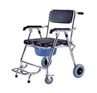 Bedside Commode for Toilet Shower Chair Wheelchair-Moving Bedside Commode and Toilet; Adult Wheelchair and Lightweight Folding Walker Disabled, Shower with Brake Wheelchair