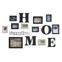 Wooden Photo Frame Sticker, 5D DIY Family Photo Frame Picture Wall Sticker Decals Decorative Hanging Wall Collage Art for Home Living Room Bedroom Wedding Decor (Black)