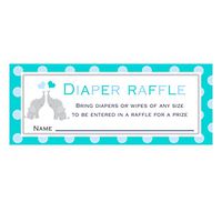 30 Diaper Raffle Cards Elephant Baby Shower Teal Blue
