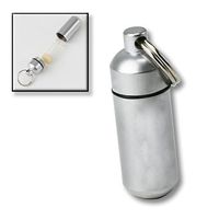 Brass Keychain Pill Holder ID Vial Silver Finish - Waterproof